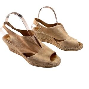 Kanna Suede Espadrille Wedge Sandals Size 40 / US 9 Women's Tan/Beige